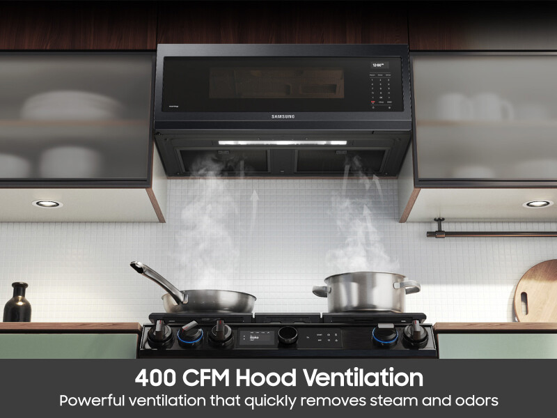 1.1 cu. ft. Smart SLIM Over-the-Range Microwave with 400 CFM Ventilation in Matte Black Steel ME11F7510MTAA