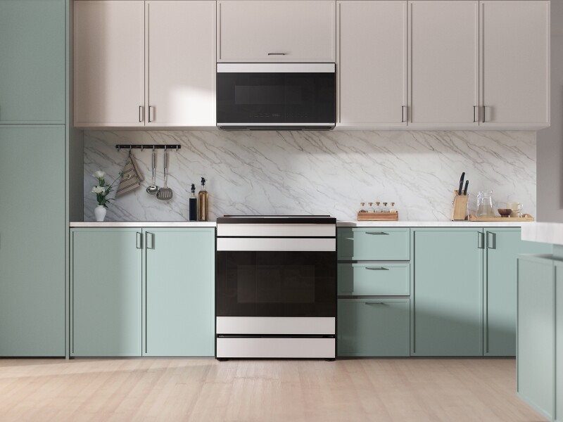 Bespoke 2.1 cu. ft. Over-the-Range Microwave with Auto Dimming Glass Touch Controls in White Glass ME21DB670012AA