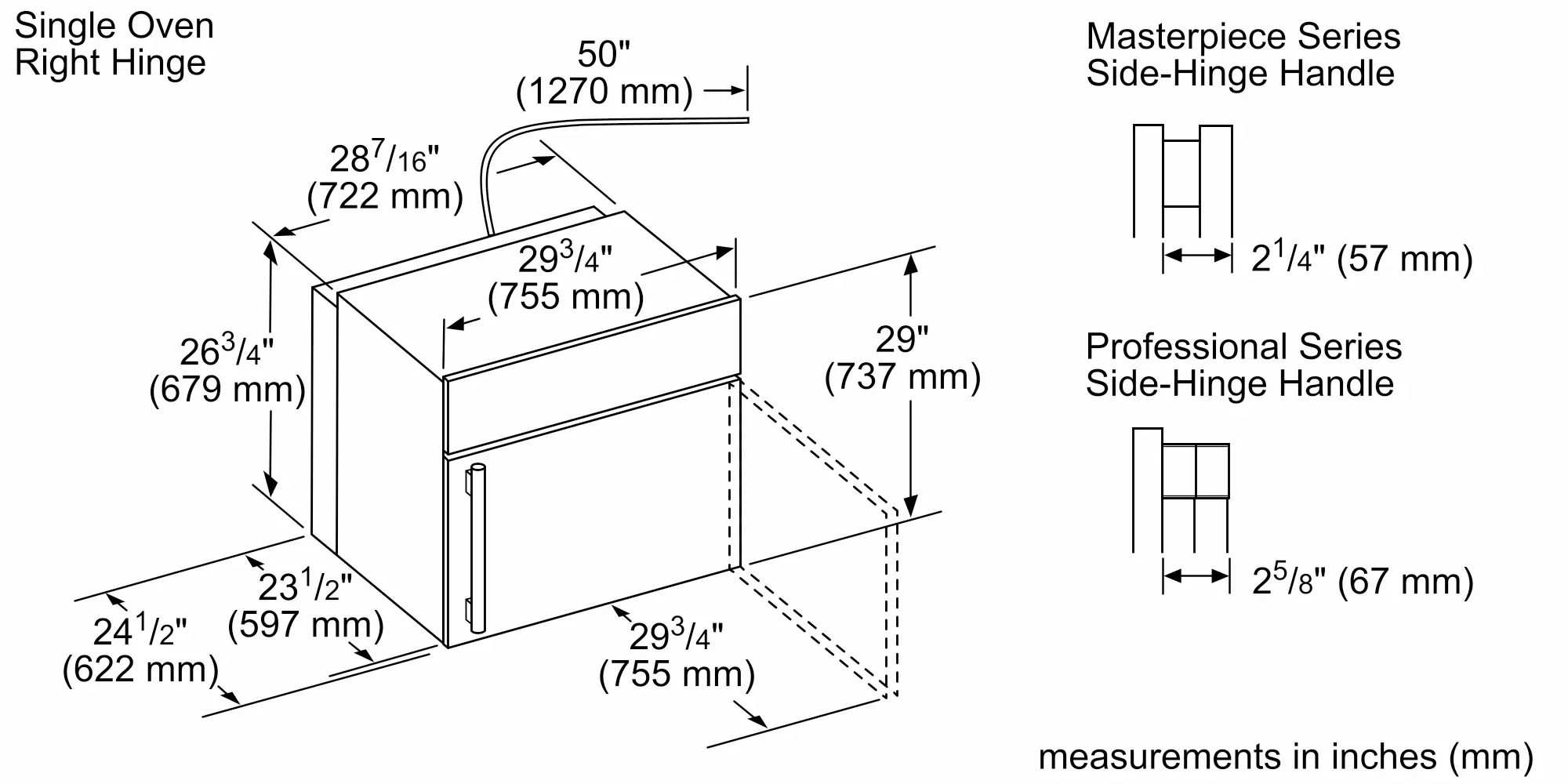 Masterpiece® Single Wall Oven 30'' Right Side Opening Door, MED301RWS
