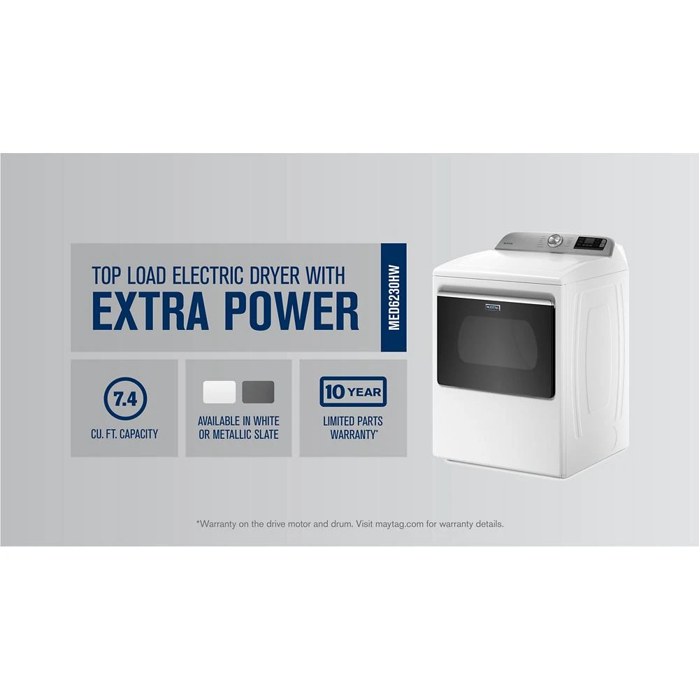 Smart Top Load Electric Dryer with Extra Power - 7.4 cu. ft. view 26