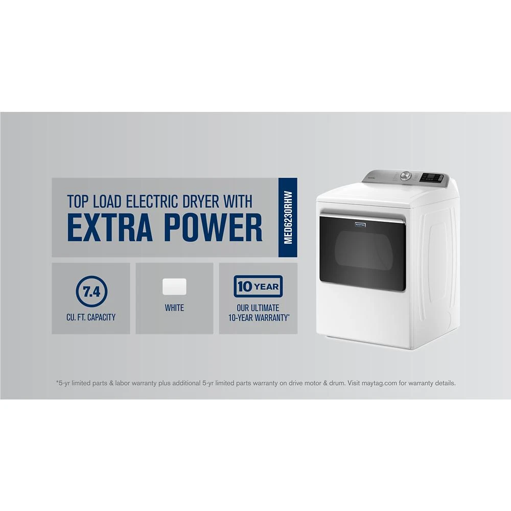 Smart Top Load Electric Dryer with Extra Power Button - 7.4 cu. ft. view 27