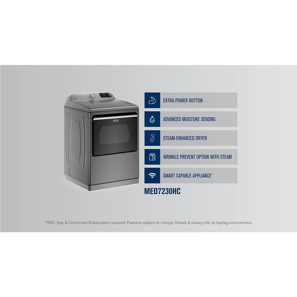 Smart Top Load Electric Dryer with Extra Power - 7.4 cu. ft. MED7230HC