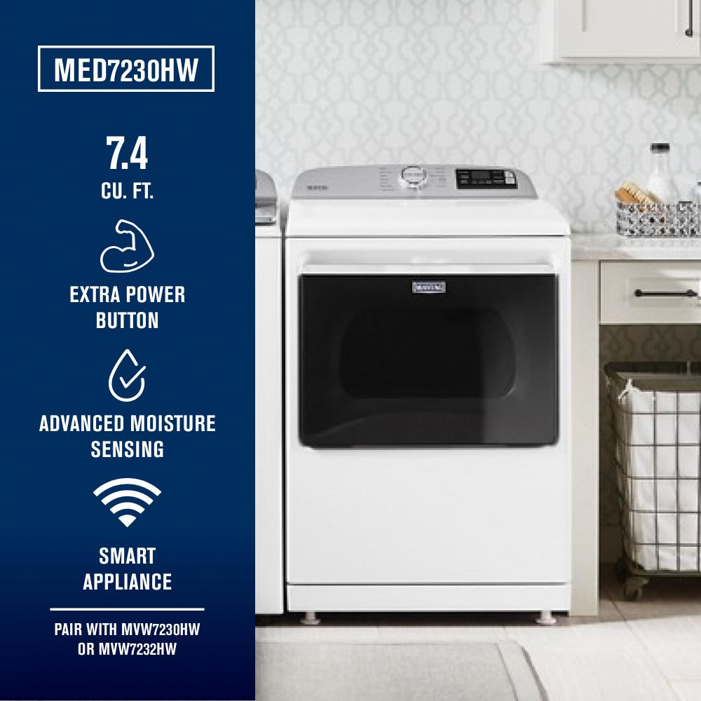 Smart Top Load Electric Dryer with Extra Power - 7.4 cu. ft. MED7230HW
