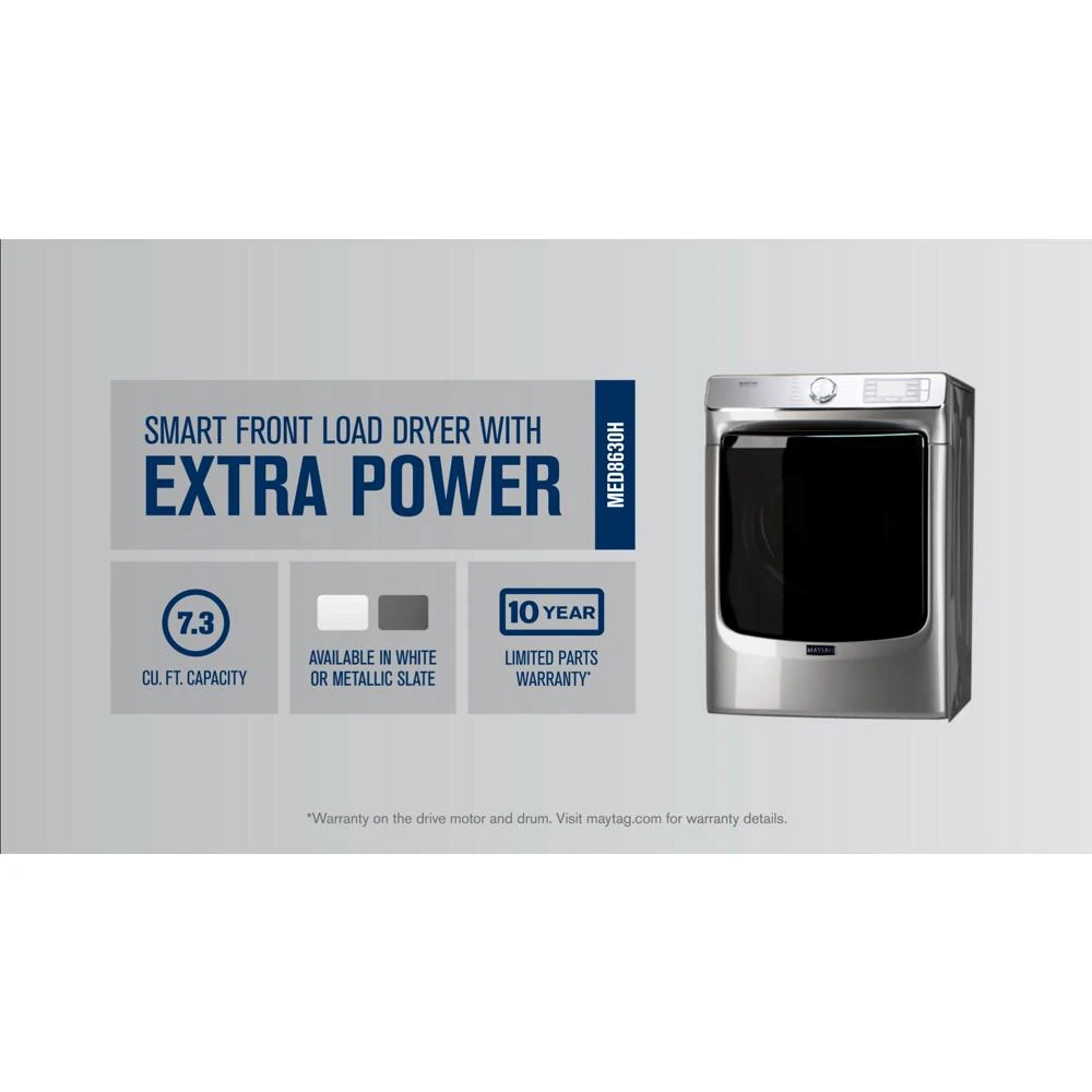Smart Front Load Electric Dryer with Extra Power and Advanced Moisture Sensing Plus - 7.3 cu. ft. view 22