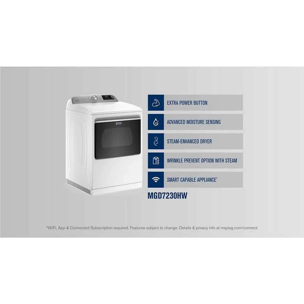 Smart Top Load Gas Dryer with Extra Power - 7.4 cu. ft. MGD7230HW