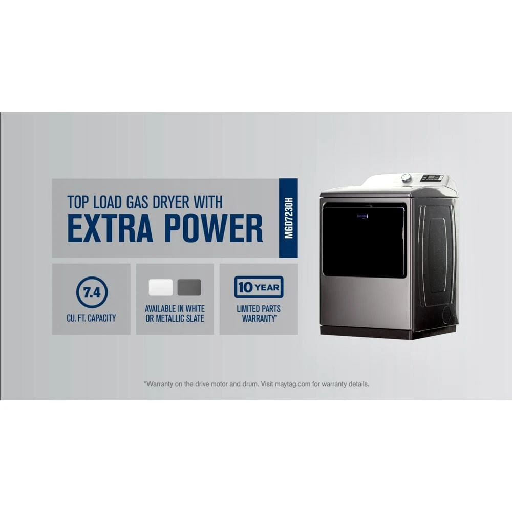 Smart Top Load Gas Dryer with Extra Power - 7.4 cu. ft. MGD7230HW