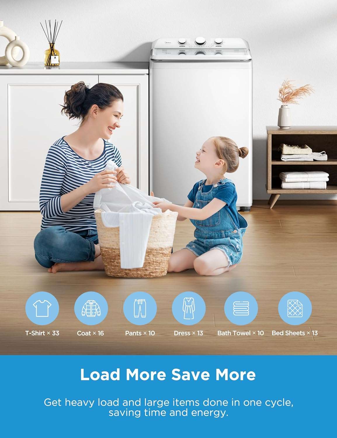 3.7 cu. ft. Top Load Washer with Auto Load Sensing MLTW37A1BWW