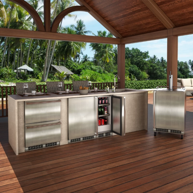 24-In Outdoor Mobile Dispenser For Beer, Wine Or Draft Beverages MOKR224SS31A