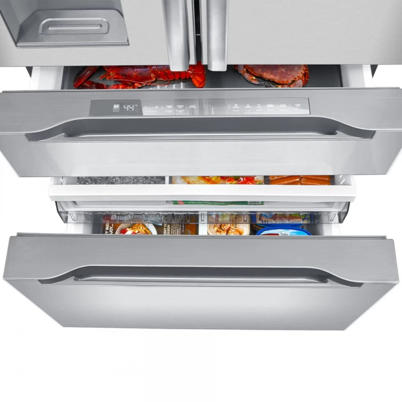 Smart 21.6-cu ft 4-Door Counter-Depth French Door Refrigerator with Dual Ice Maker (Stainless Steel) MRQ22D7AST