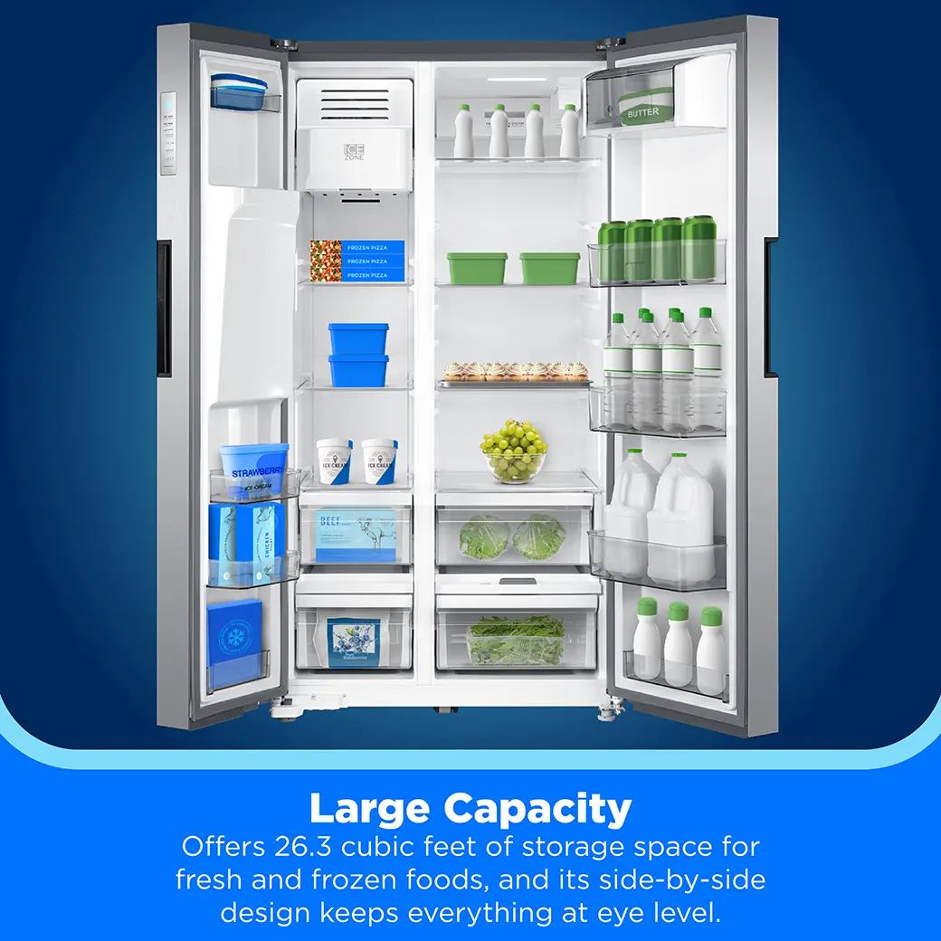 26 cu. ft. Side-by-Side Refrigerator with Ice & Water Dispenser MRS26D7AST