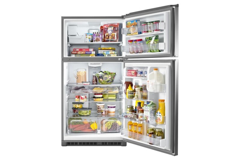 Maytag 33-Inch Wide Top Freezer Refrigerator with EvenAir Cooling Tower- 21 Cu. Ft. Fingerprint Resistant Stainless Steel MRT711SMFZ Picture 1