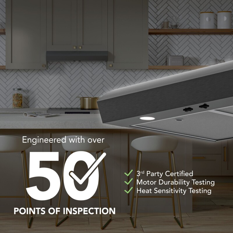 Broan-NuTone 30-Inch Under Cabinet Range Hood, ENERGY STAR, 350 Max Blower CFM, Black Stainless Steel view 5