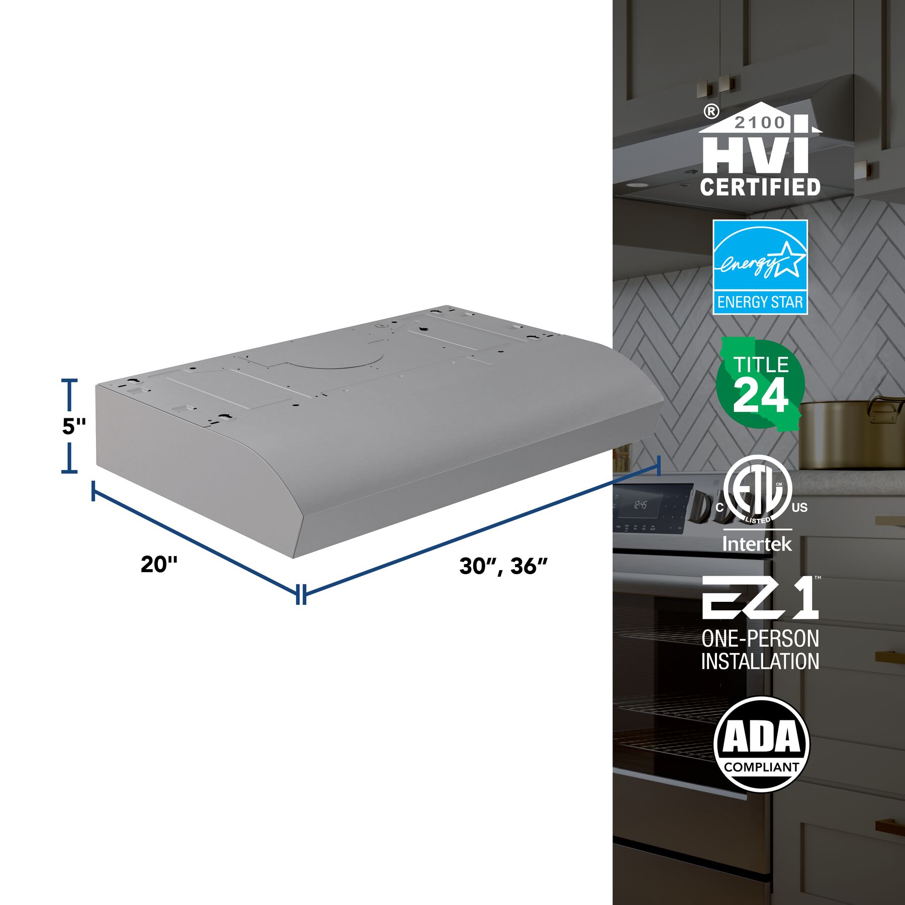 Broan-NuTone 30-Inch Under Cabinet Range Hood, ENERGY STAR, 350 Max Blower CFM, Stainless Steel view 7