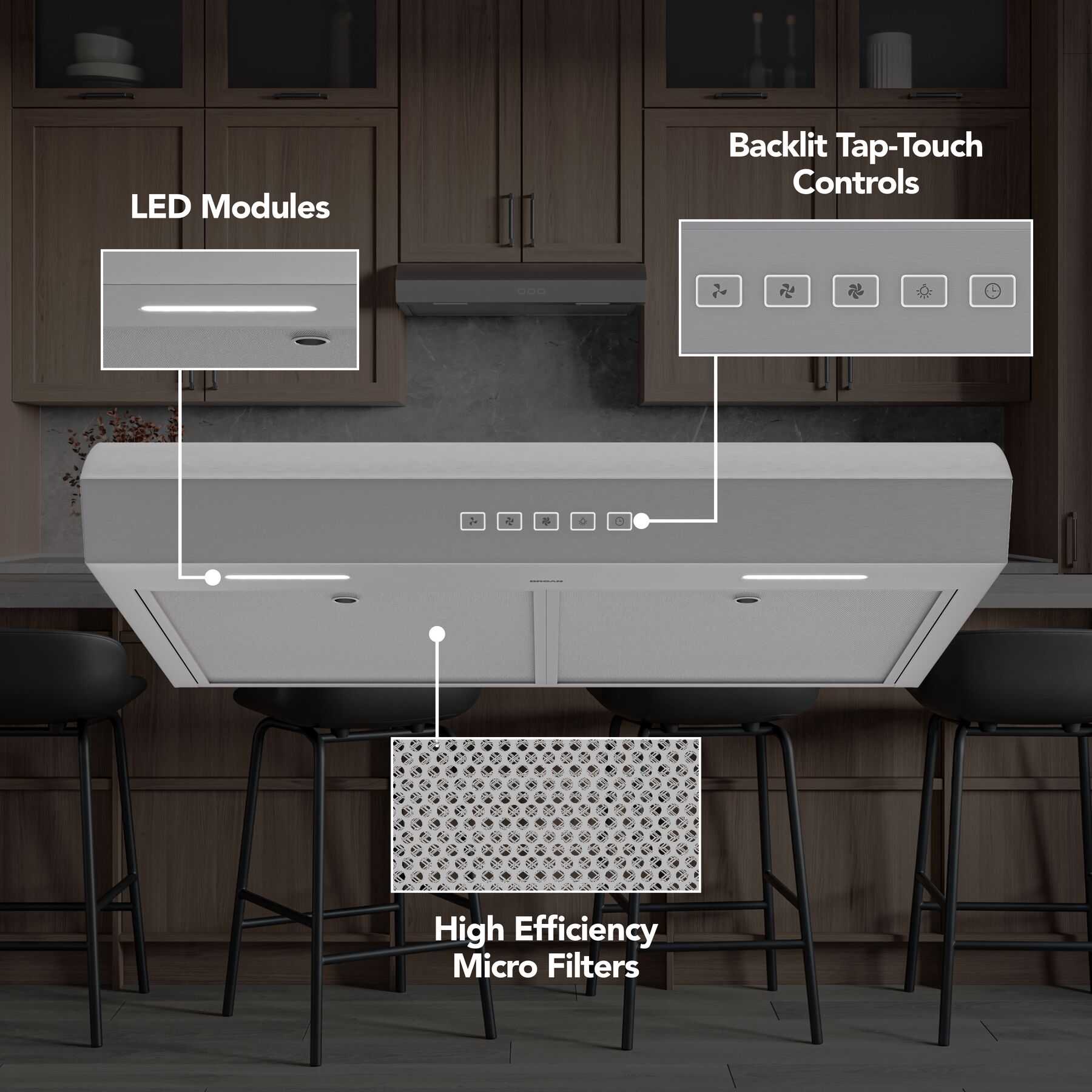 Broan-NuTone 30-Inch Under Cabinet Range Hood, ENERGY STAR, 350 Max Blower CFM, Stainless Steel view 3
