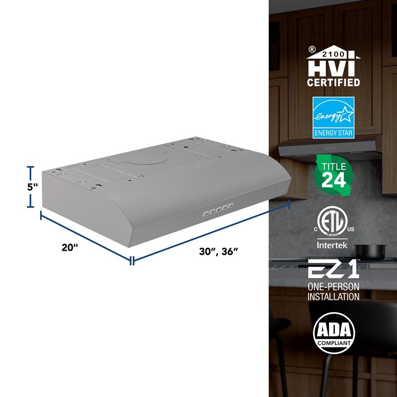 Broan-NuTone 30-Inch Under Cabinet Range Hood, ENERGY STAR, 350 Max Blower CFM, Stainless Steel view 7