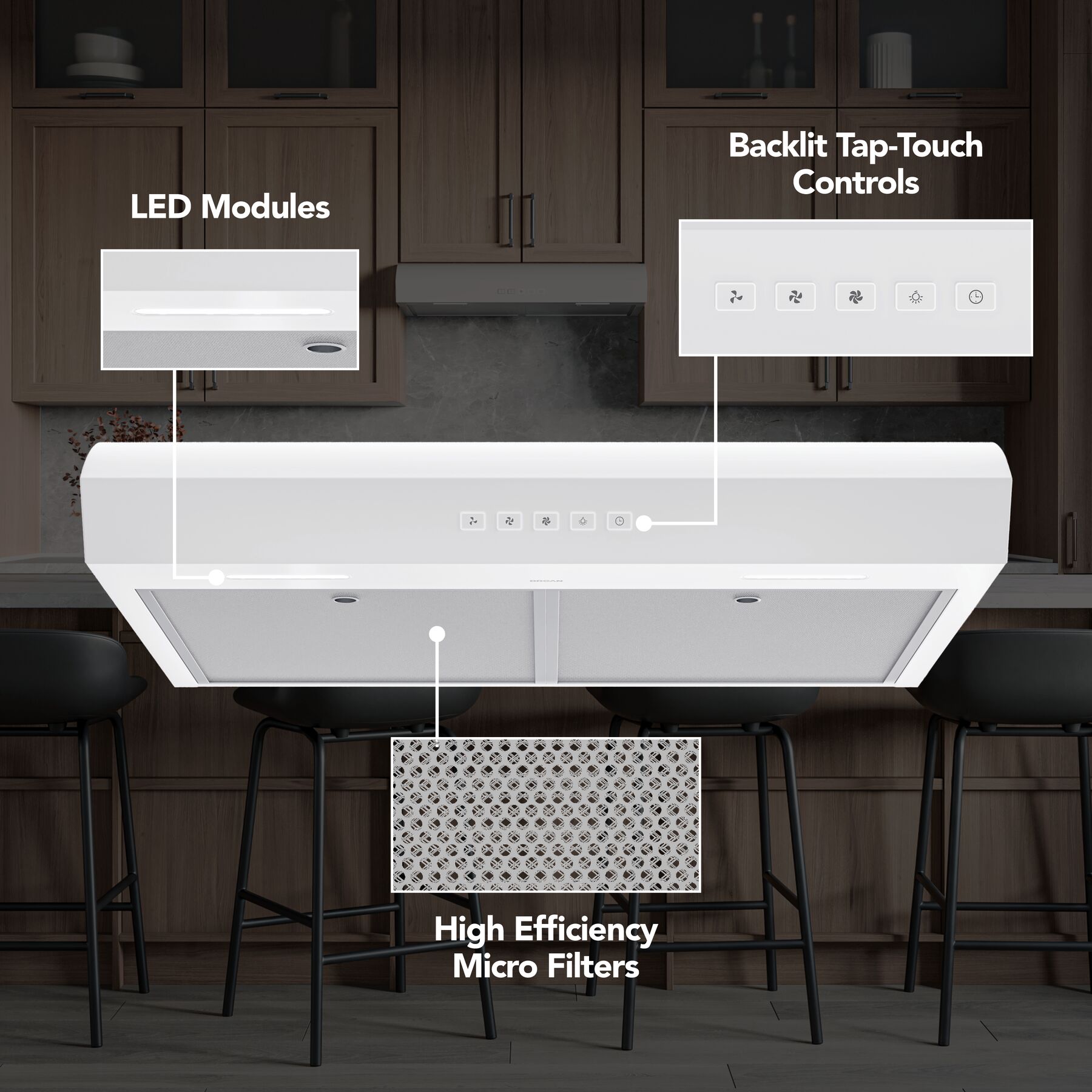 Broan-NuTone 30-Inch Under Cabinet Range Hood, ENERGY STAR, 350 Max Blower CFM, White view 2