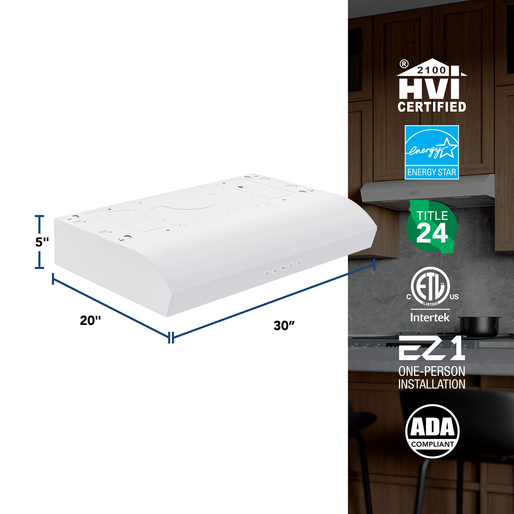 Broan-NuTone 30-Inch Under Cabinet Range Hood, ENERGY STAR, 350 Max Blower CFM, White view 6