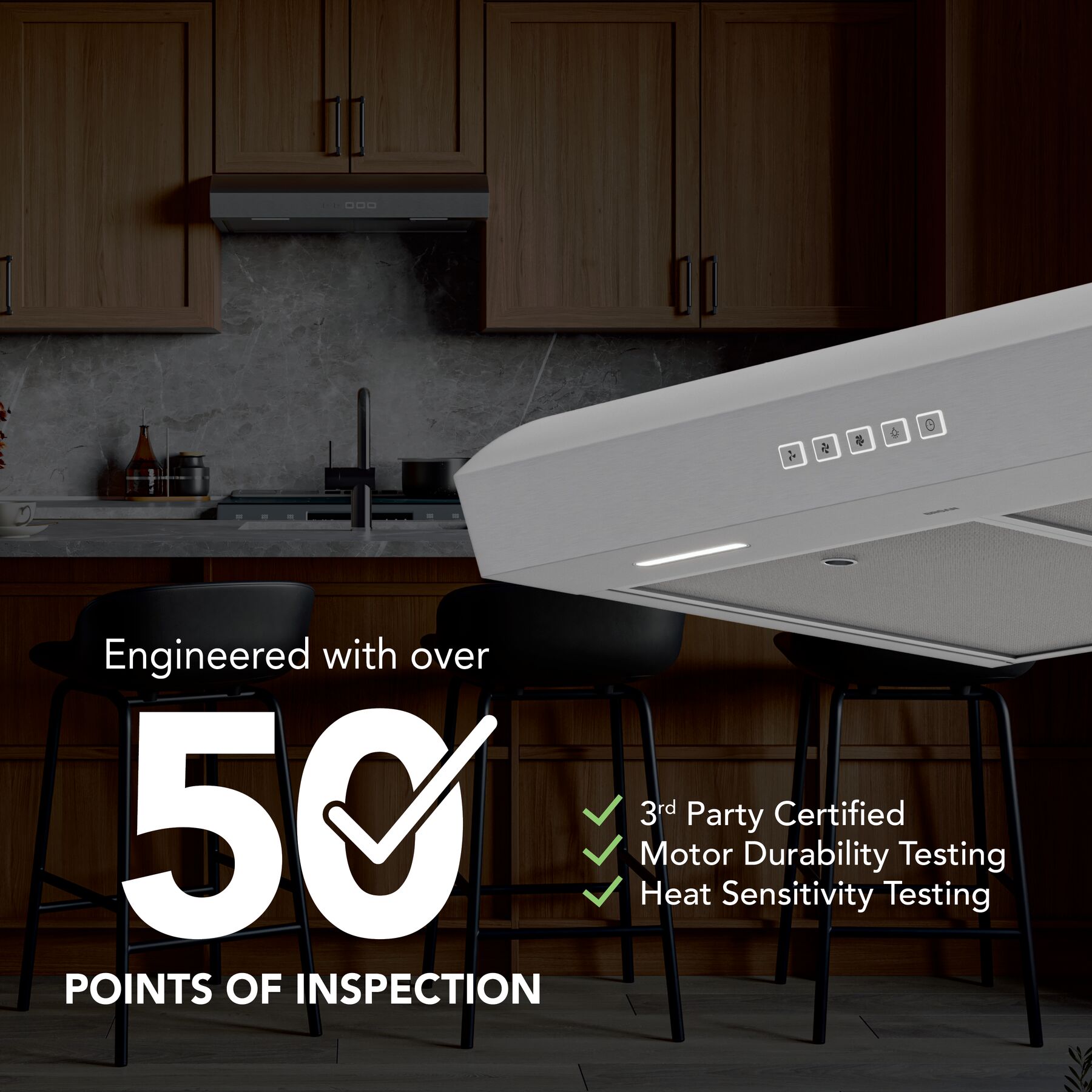 Mantra 36Inch 350 MAX Blower CFM 1.5 Sones Range Hood view 5