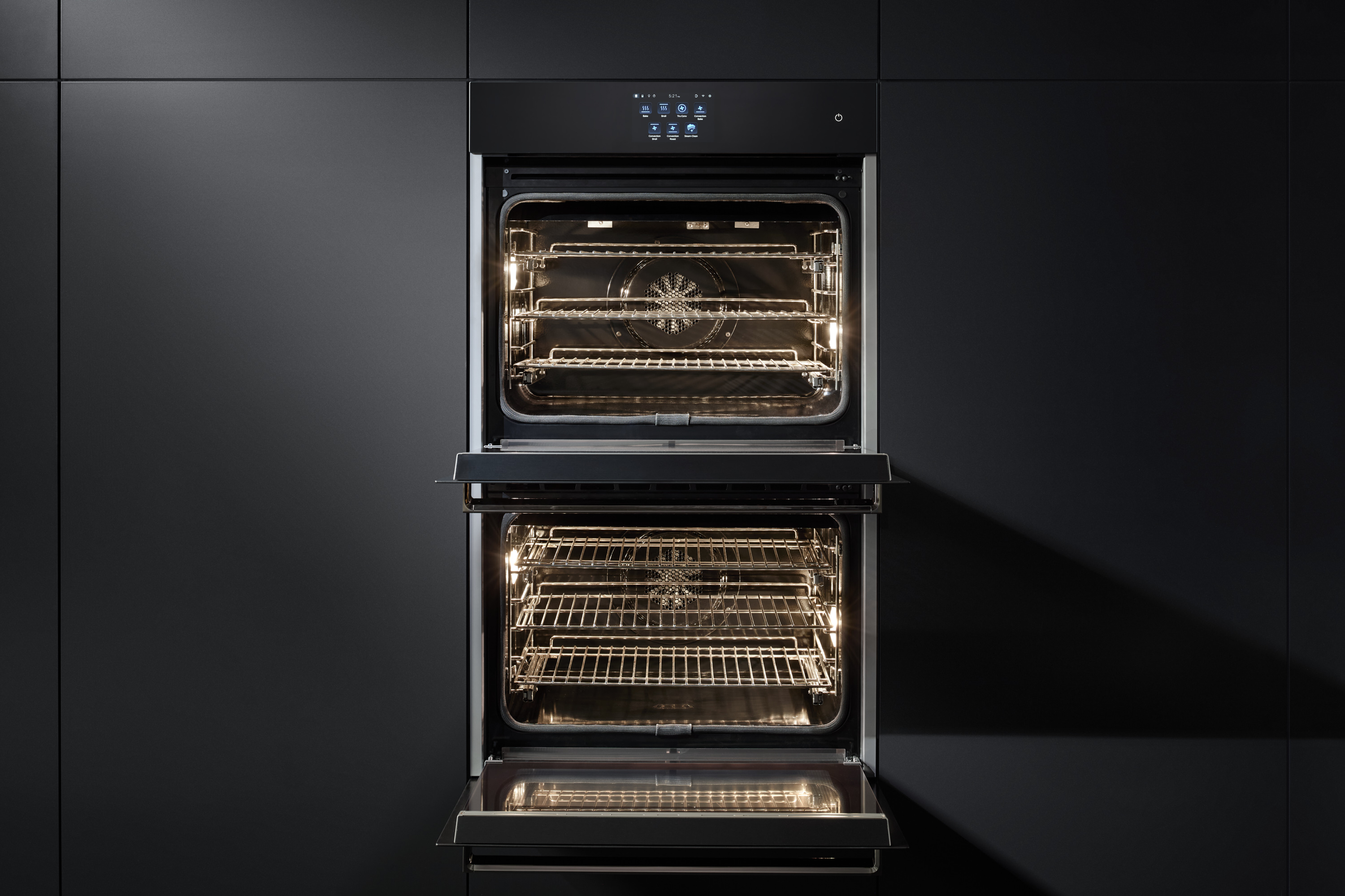 30"W. Double Electric Convection Black Glass Oven MVDOE6301BG