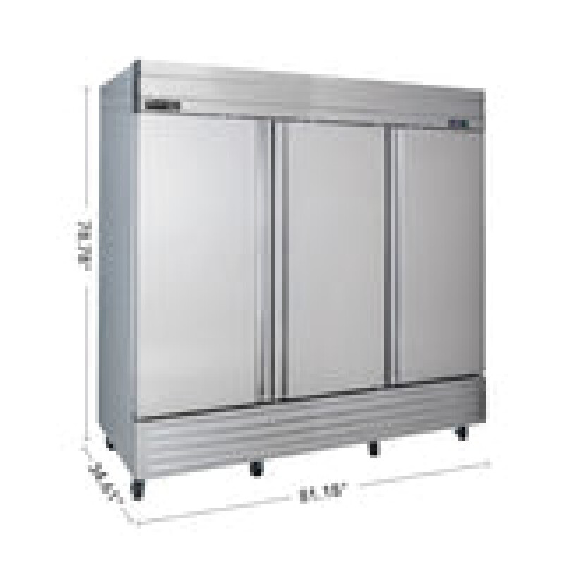 Maxx Cold V-Series 3 Door Reach-In Freezer, Bottom Mount, in Stainless Steel MVF72FDHC