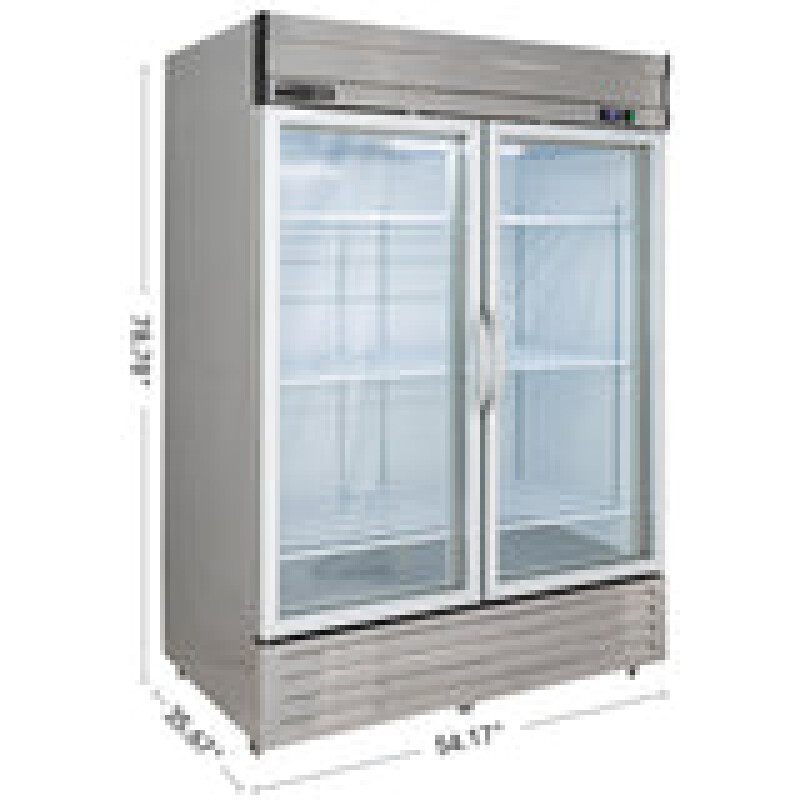 Maxx Cold V-Series 2 Glass Door Reach-In Refrigerator, Bottom Mount, in Stainless Steel MVR49GDHC