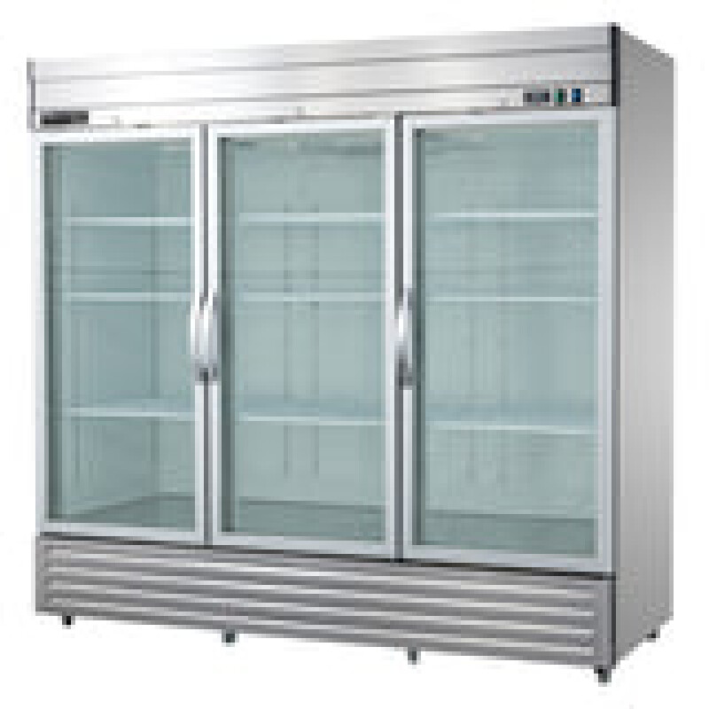 Maxx Cold V-Series 3 Glass Door Reach-In Refrigerator, Bottom Mount, in Stainless Steel MVR72GDHC