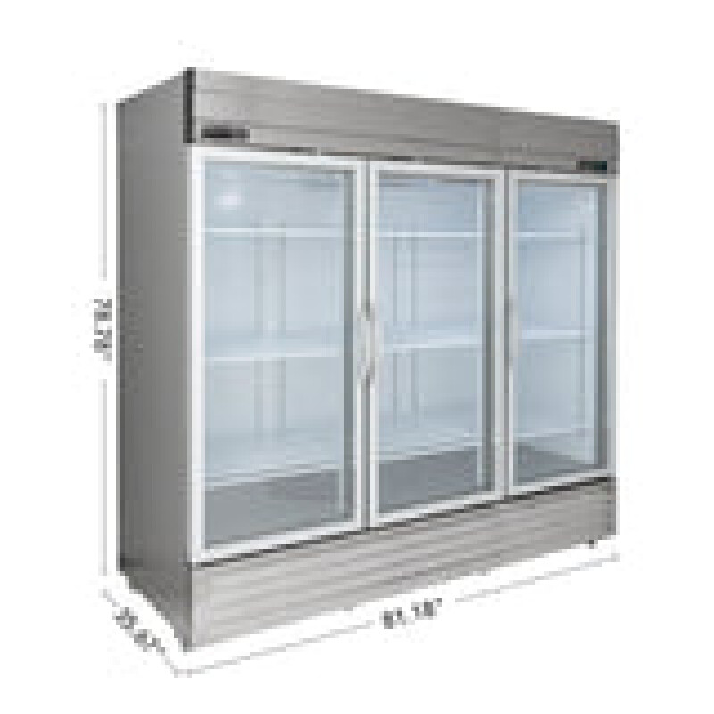 Maxx Cold V-Series 3 Glass Door Reach-In Refrigerator, Bottom Mount, in Stainless Steel MVR72GDHC
