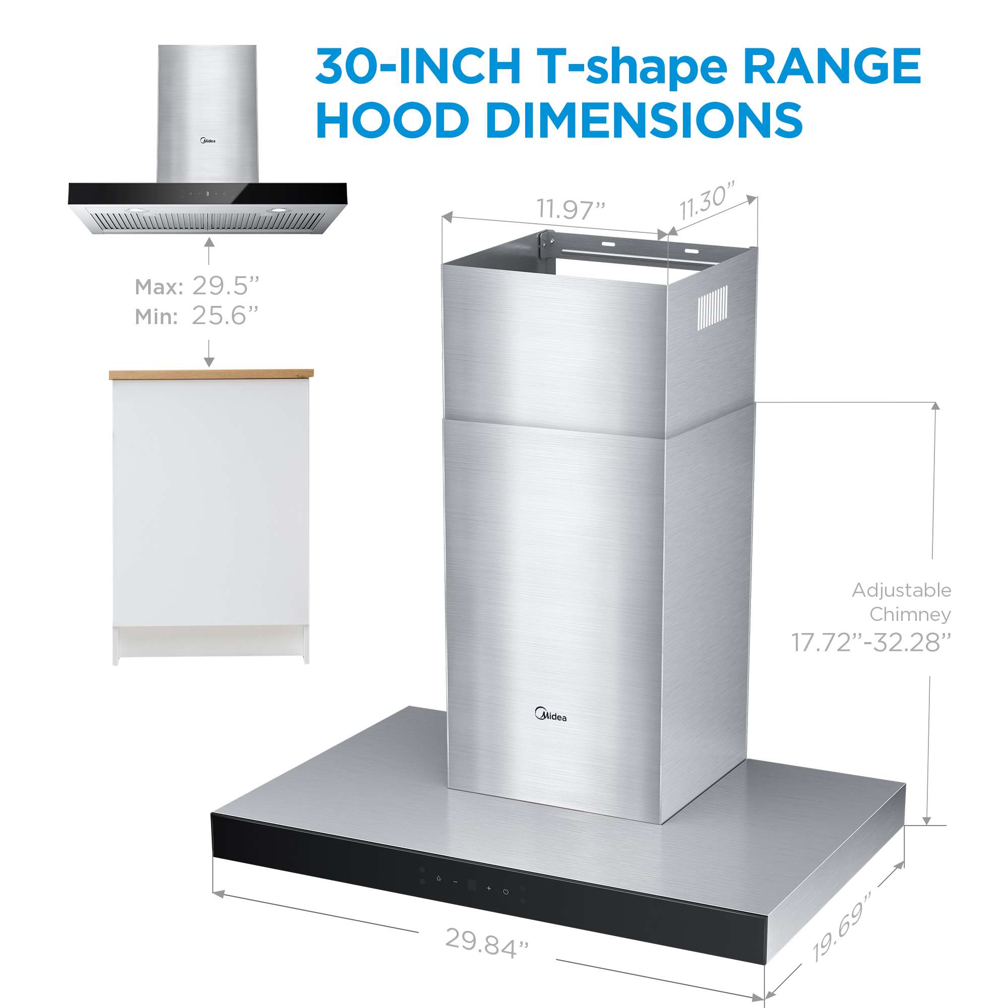 30" 450 CFM T-Shaped Range Hood MVT30W9AST