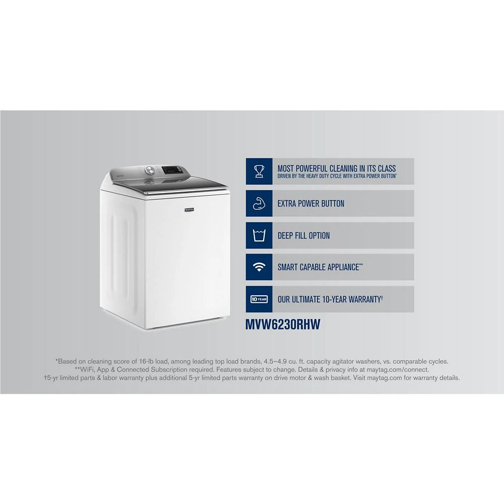Smart Top Load Washer with Extra Power - 4.7 cu. ft. MVW6230RHW