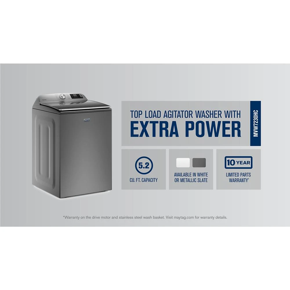 Smart Top Load Washer with Extra Power Button - 5.2 cu. ft. view 7