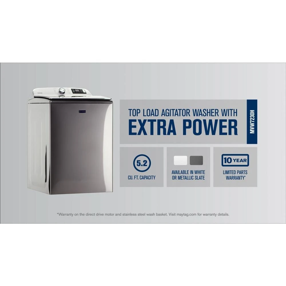 Smart Top Load Washer with Extra Power Button - 5.2 cu. ft. view 9