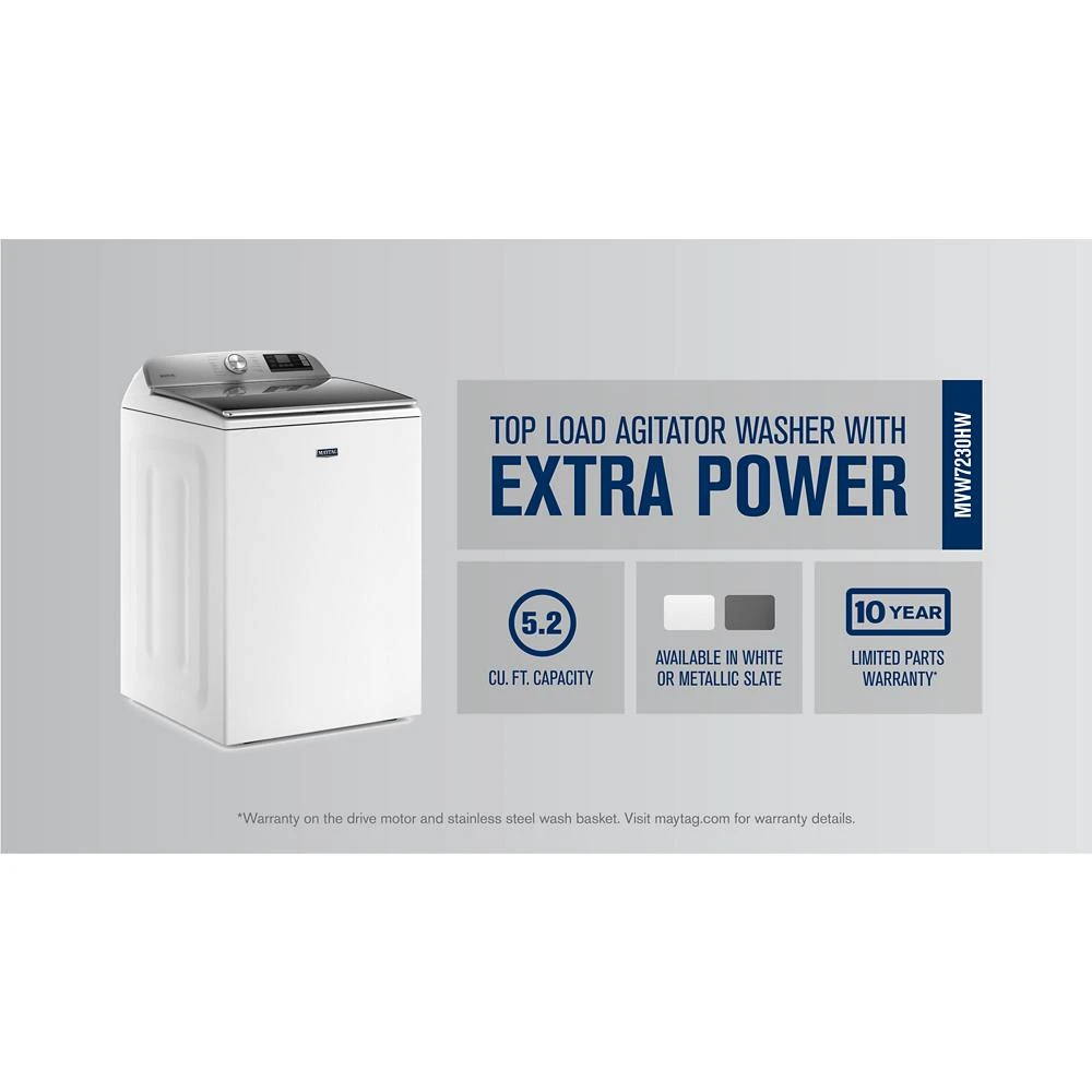 Smart Top Load Washer with Extra Power - 5.2 cu. ft. MVW7230HW