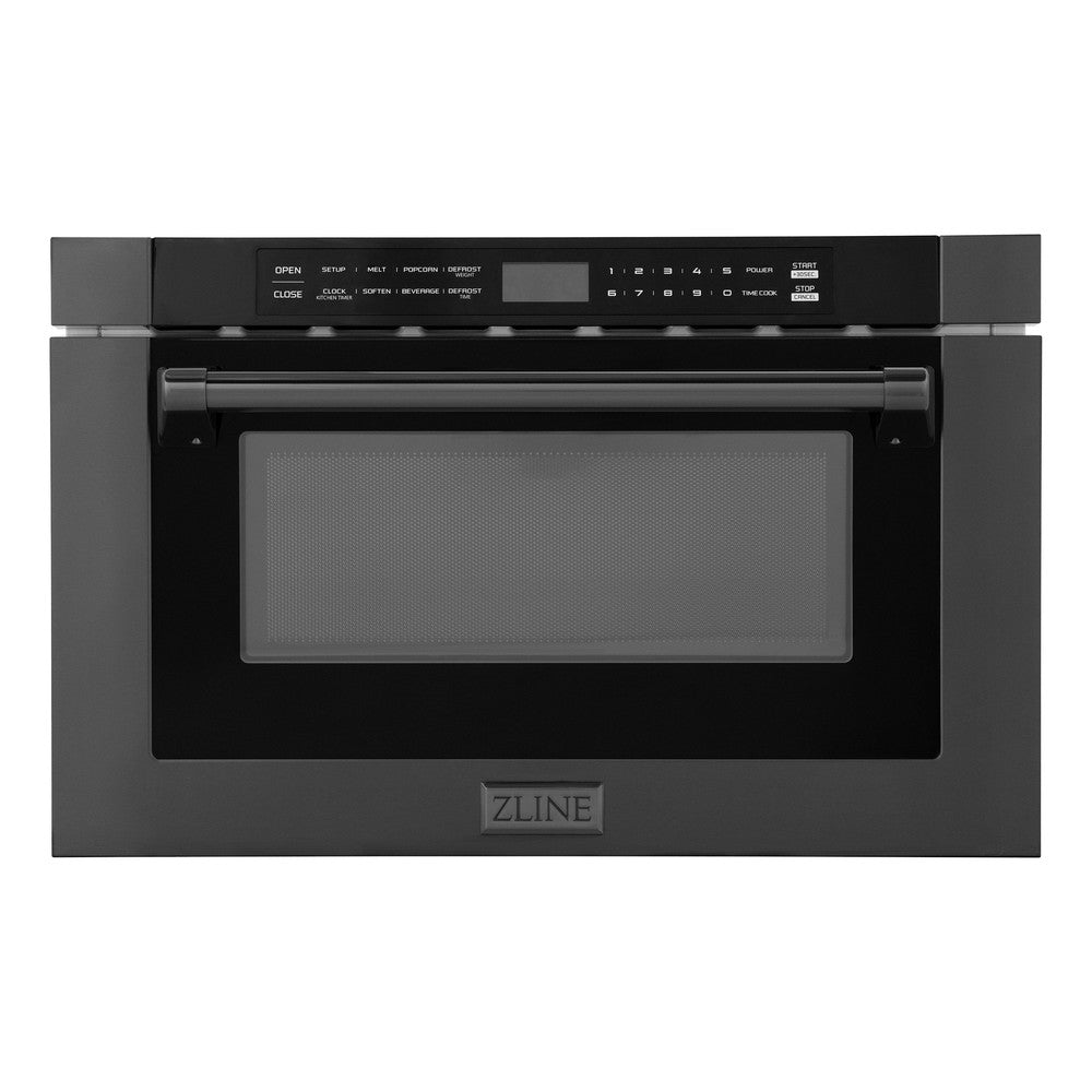 24 In. 1.2 Cu. Ft. Built-in Microwave Drawer With A Traditional Handle In Black Stainless Steel MWD1BSH