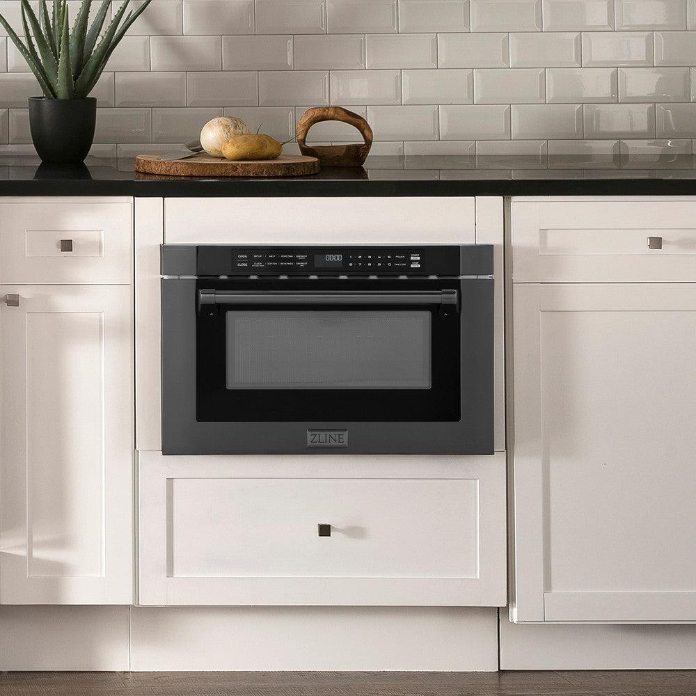 24 In. 1.2 Cu. Ft. Built-in Microwave Drawer With A Traditional Handle In Black Stainless Steel MWD1BSH