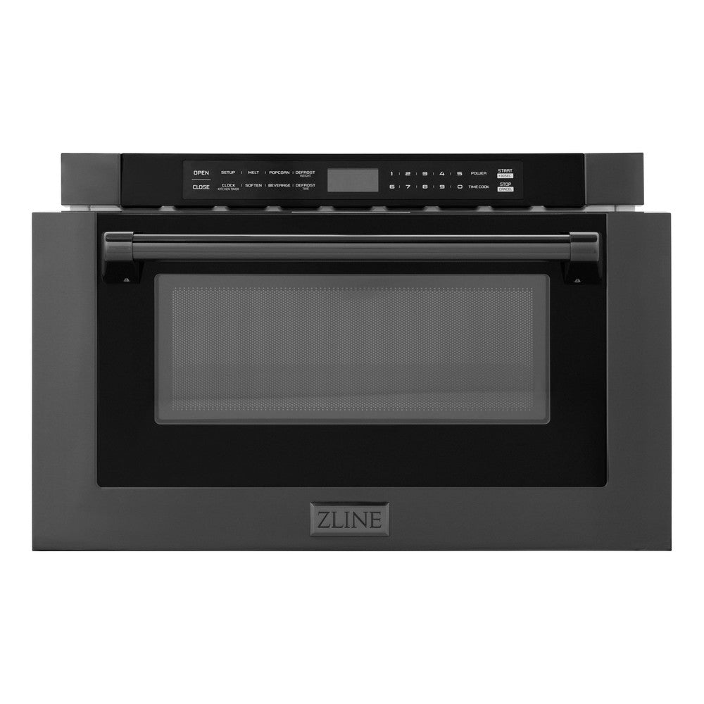 24 In. 1.2 Cu. Ft. Built-in Microwave Drawer With A Traditional Handle In Black Stainless Steel MWD1BSH