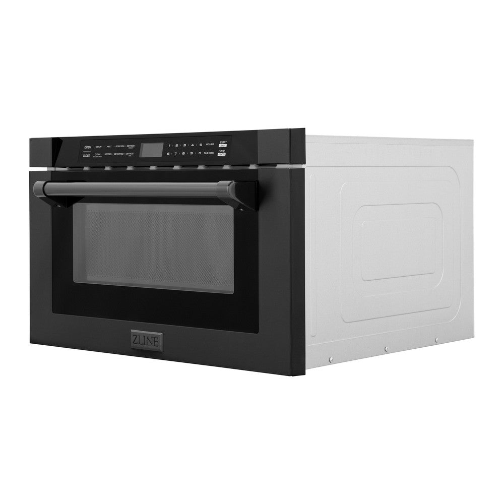 24 In. 1.2 Cu. Ft. Built-in Microwave Drawer With A Traditional Handle In Black Stainless Steel MWD1BSH