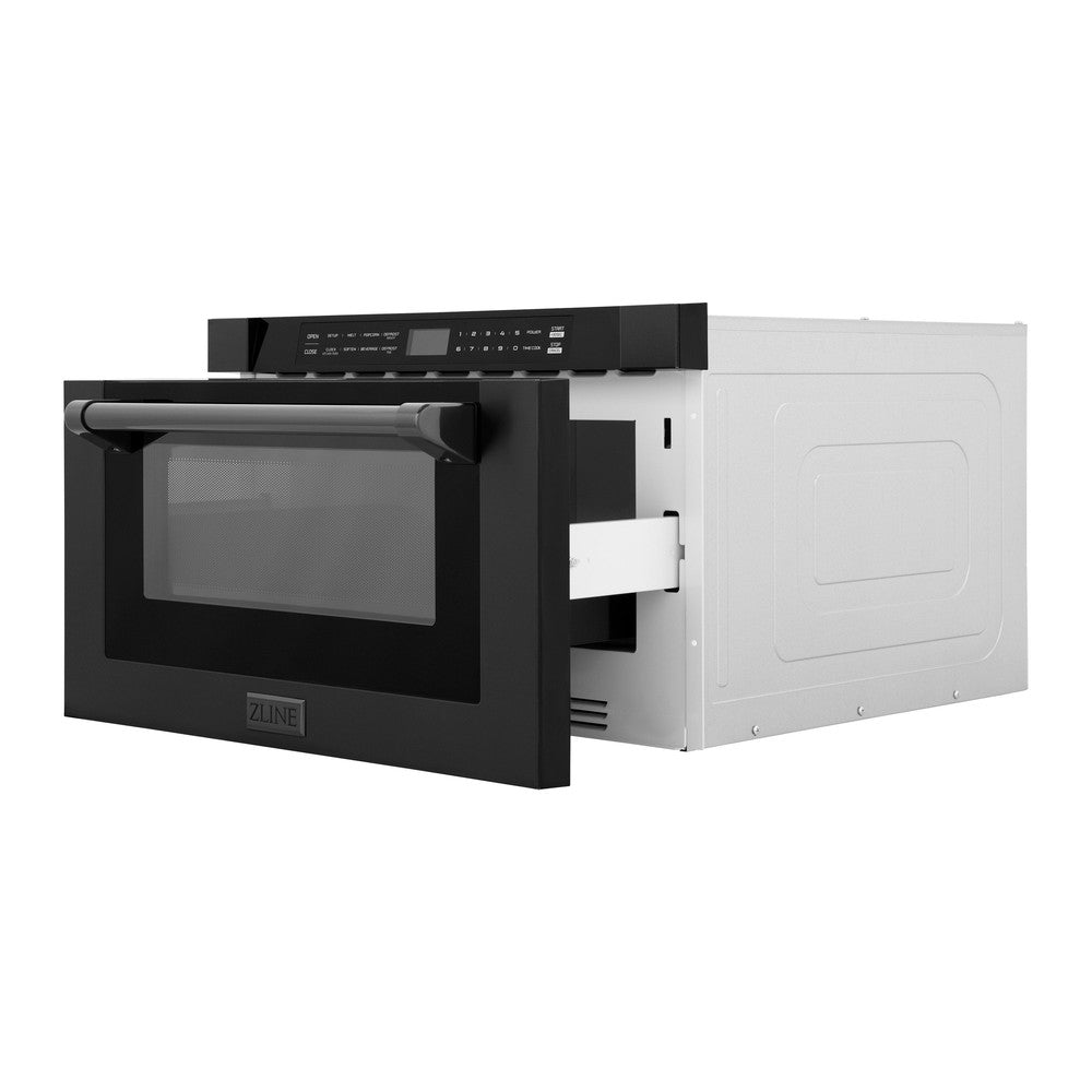 24 In. 1.2 Cu. Ft. Built-in Microwave Drawer With A Traditional Handle In Black Stainless Steel MWD1BSH
