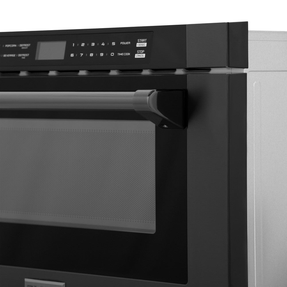 24 In. 1.2 Cu. Ft. Built-in Microwave Drawer With A Traditional Handle In Black Stainless Steel MWD1BSH