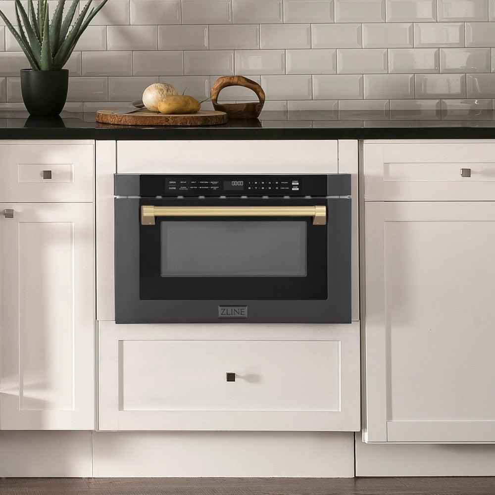 Autograph Edition 24" 1.2 cu. ft. Built-in Microwave Drawer and Champagne Bronze Accents MWDZ1BSHCB