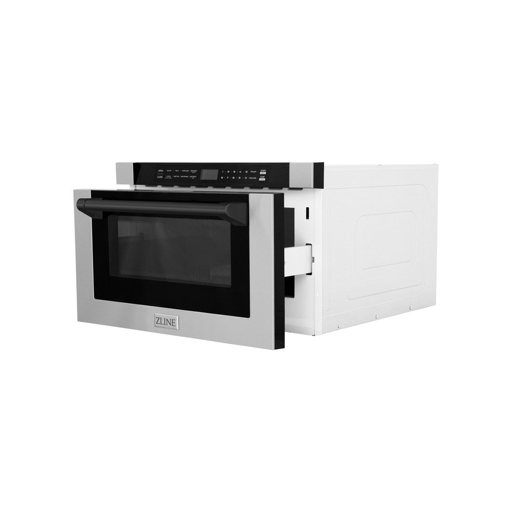 Autograph Edition 24 In. 1.2 Cu. Ft. Built-in Microwave Drawer With A Traditional Handle In Stainless Steel And Matte Black Accents MWDZ1HMB