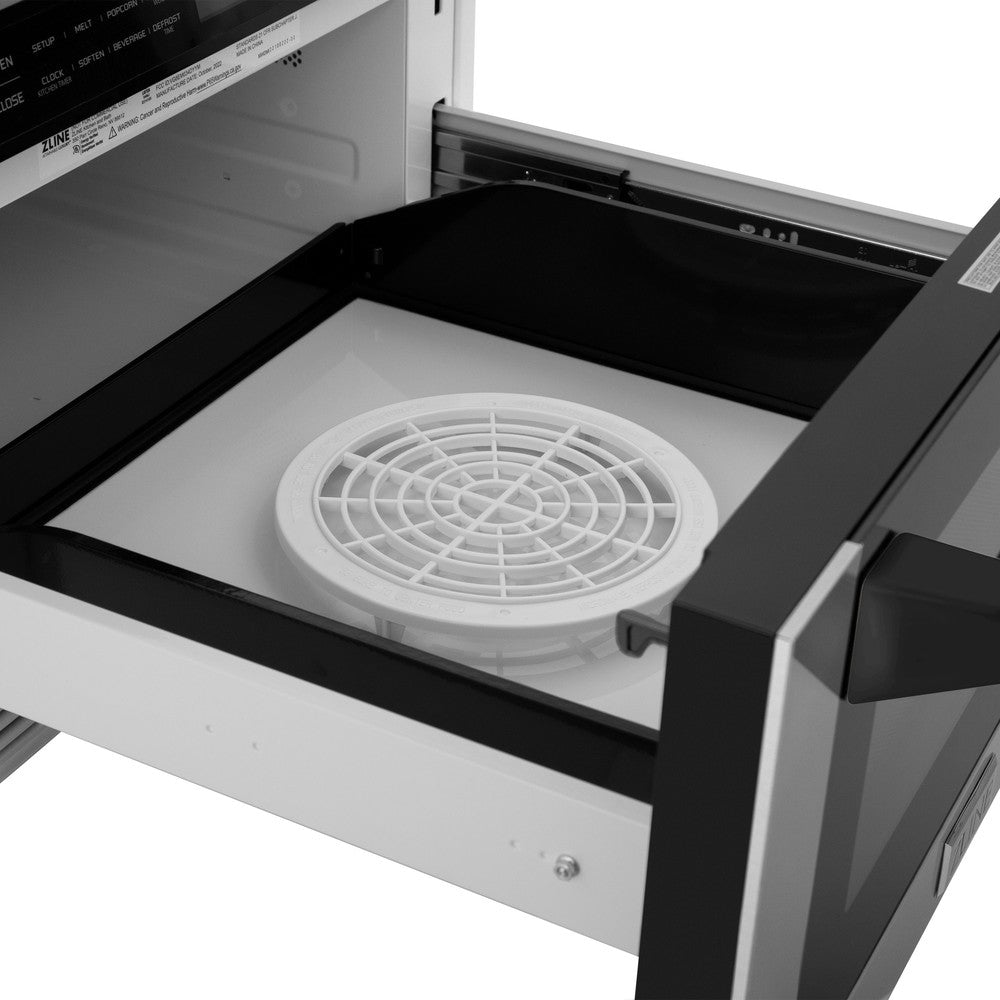 Autograph Edition 24 In. 1.2 Cu. Ft. Built-in Microwave Drawer With A Traditional Handle In Stainless Steel And Matte Black Accents MWDZ1HMB