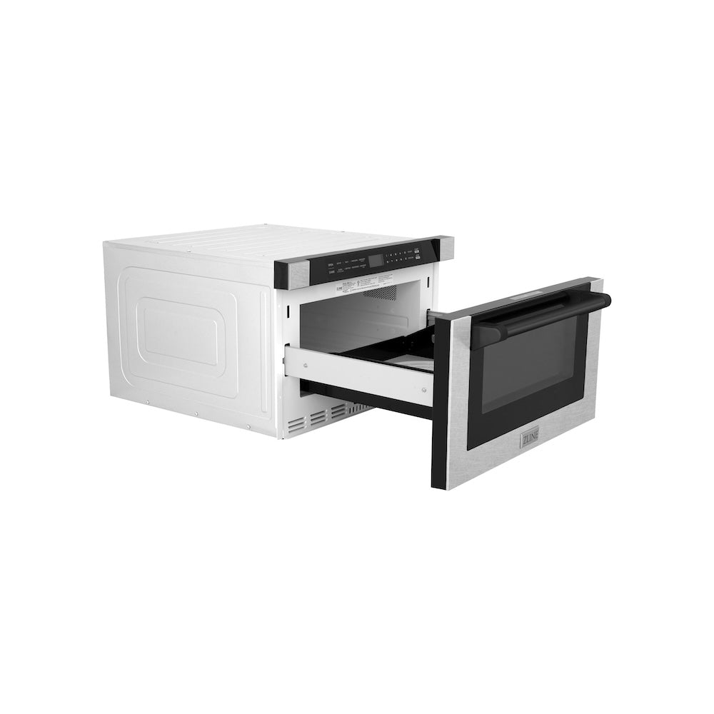 Autograph Edition 24 In. 1.2 Cu. Ft. Built-in Microwave Drawer With A Traditional Handle In Satin Stainless Steel And Matte Black Accents MWDZ1SSHMB