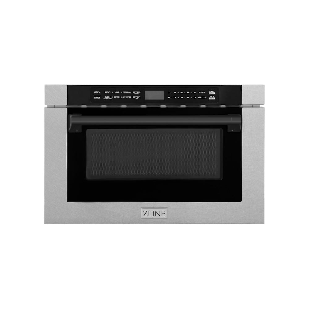 Autograph Edition 24 In. 1.2 Cu. Ft. Built-in Microwave Drawer With A Traditional Handle In Satin Stainless Steel And Matte Black Accents MWDZ1SSHMB
