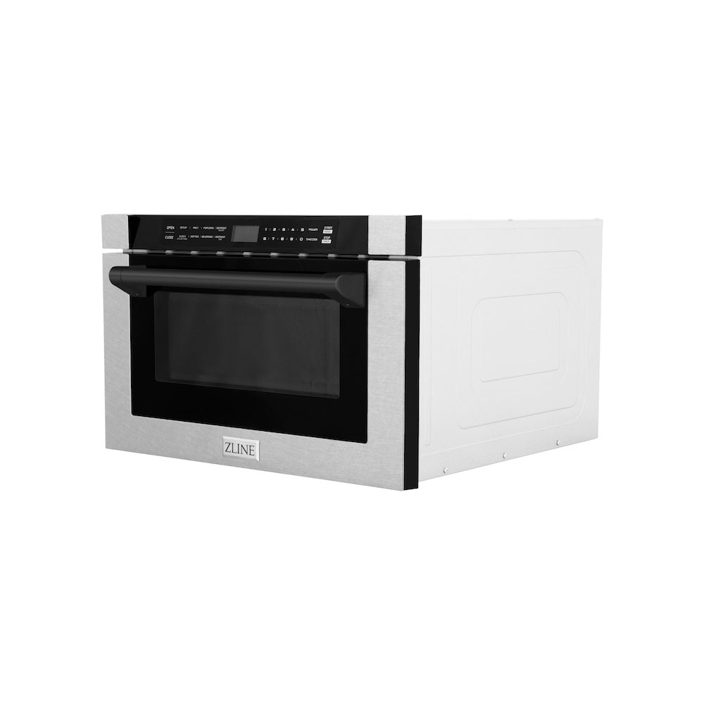 Autograph Edition 24 In. 1.2 Cu. Ft. Built-in Microwave Drawer With A Traditional Handle In Satin Stainless Steel And Matte Black Accents MWDZ1SSHMB