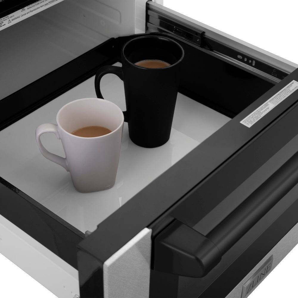 Autograph Edition 24 In. 1.2 Cu. Ft. Built-in Microwave Drawer With A Traditional Handle In Satin Stainless Steel And Matte Black Accents MWDZ1SSHMB