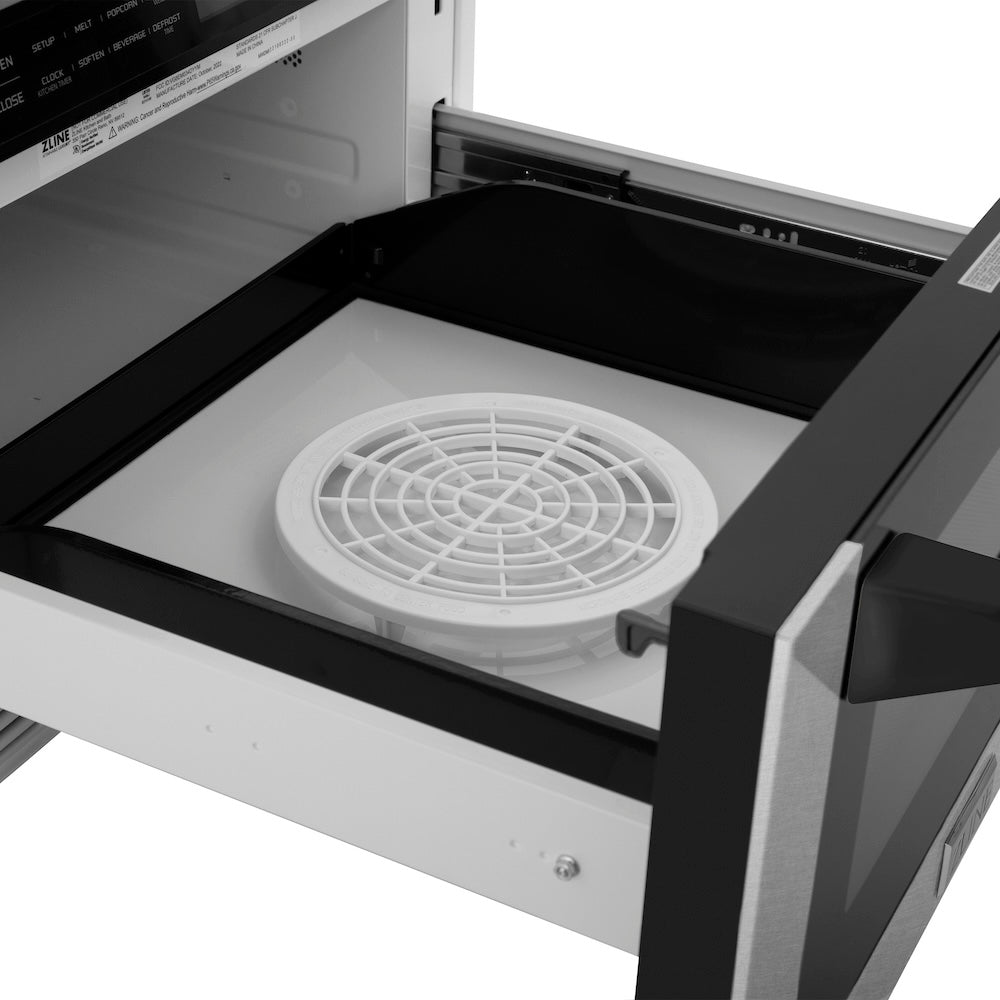 Autograph Edition 24 In. 1.2 Cu. Ft. Built-in Microwave Drawer With A Traditional Handle In Satin Stainless Steel And Matte Black Accents MWDZ1SSHMB