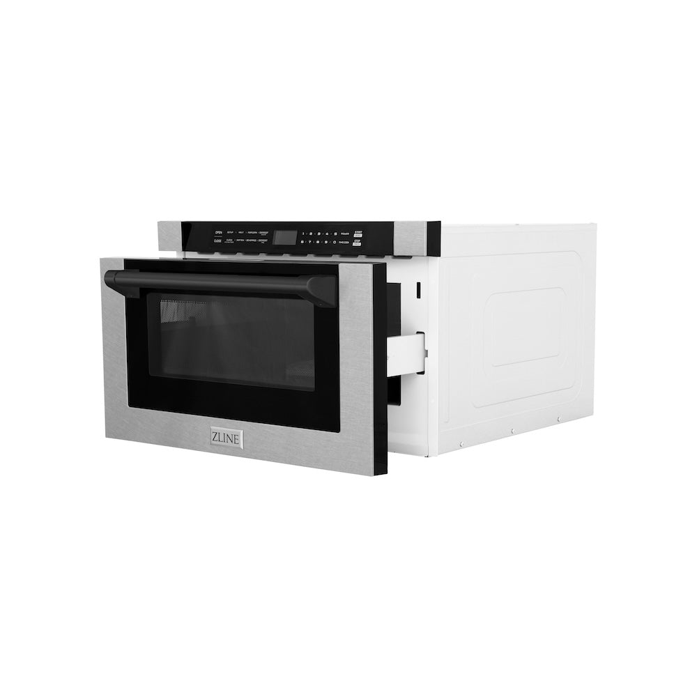 Autograph Edition 24 In. 1.2 Cu. Ft. Built-in Microwave Drawer With A Traditional Handle In Satin Stainless Steel And Matte Black Accents MWDZ1SSHMB