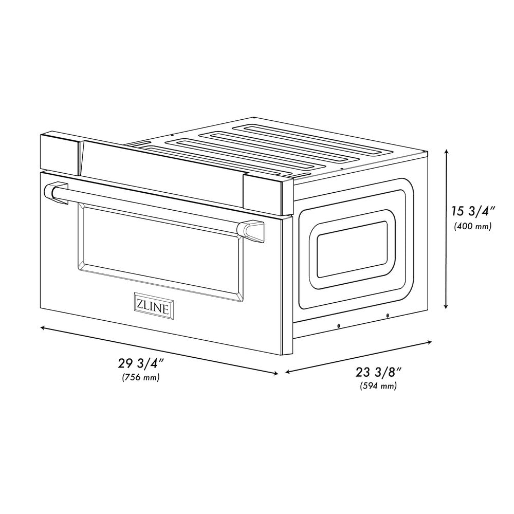 Autograph Edition 30 In. 1.2 Cu. Ft. Built-in Microwave Drawer In Black Stainless Steel With Polished Gold Accents MWDZ30BSG