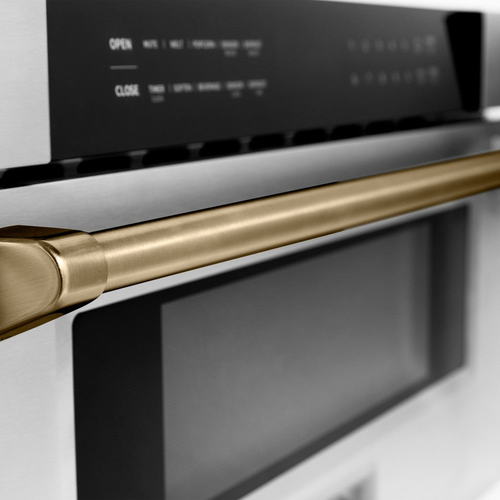 Autograph Edition 30 In. 1.2 Cu. Ft. Built-in Microwave Drawer In Stainless Steel With Champagne Bronze Accents MWDZ30CB