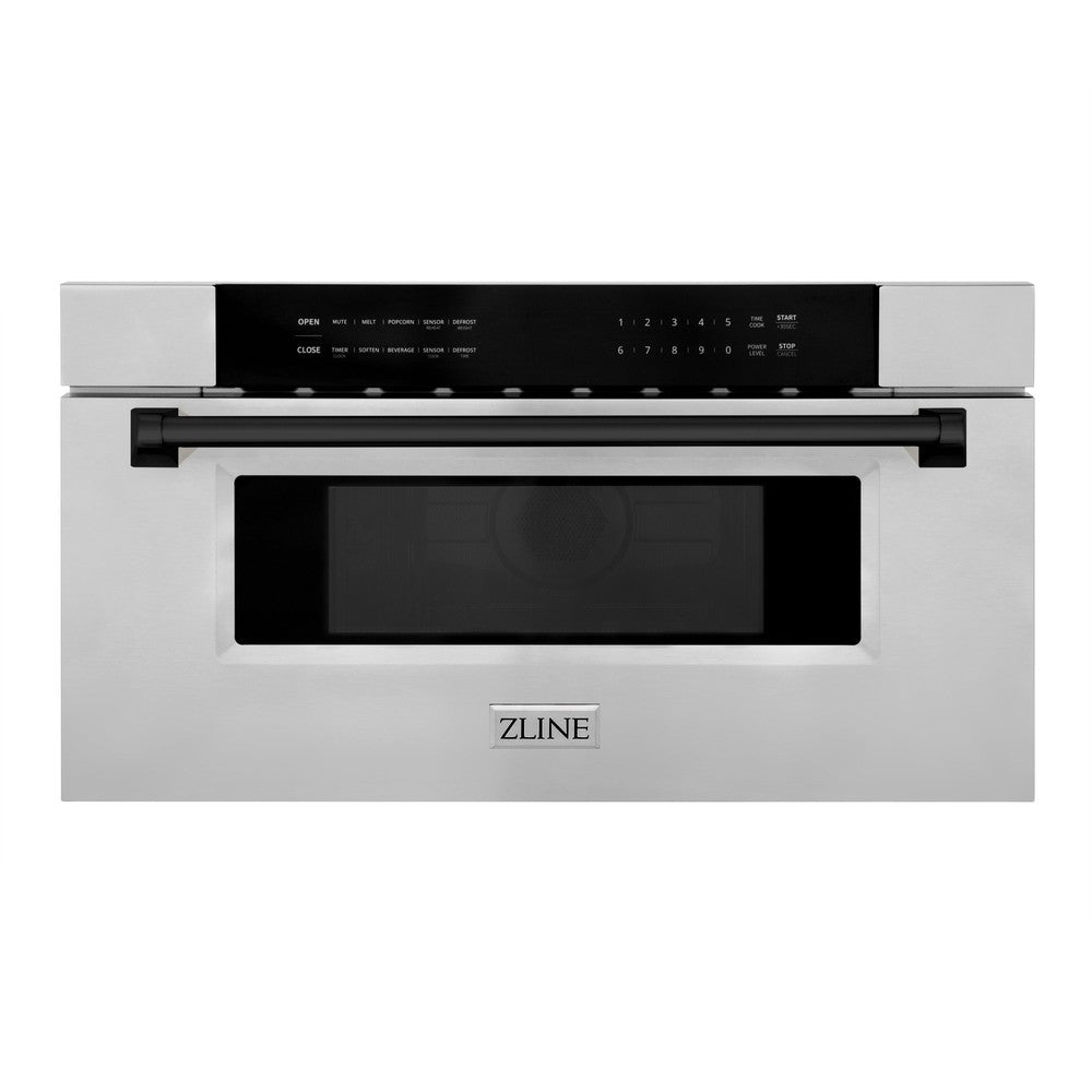 Autograph Edition 30 In. 1.2 Cu. Ft. Built-in Microwave Drawer In Stainless Steel With Matte Black Accents MWDZ30MB